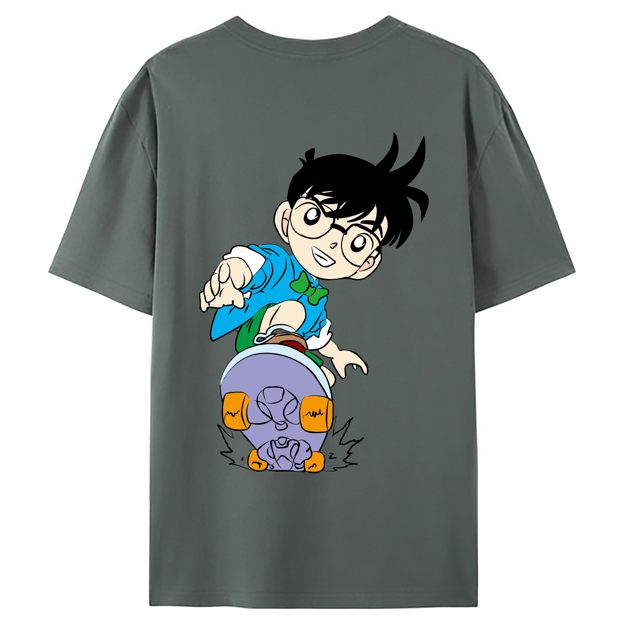 （画像用） 名探偵コナン 江戸川 コナン Detective Conan Conan Edogawa 綿100％ メンズ半袖Tシャツ（バックプリント） 通気性